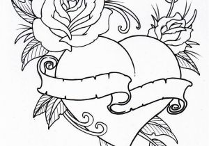 Free Tattoo Coloring Pages for Adults Roseheart Outline 1 by Vikingtattooviantart On
