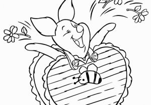 Free Valentine Coloring Pages Disney Piglet Wearing Valentines Day Chocolate Coloring Page