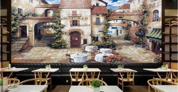 French Cafe Wall Murals 3d Room Wallpaper Custom Mural European Cafe town Street View