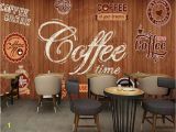 French Cafe Wall Murals Beibehang Custom Wallpaper Murals Wood Shading Retro Coffee Label
