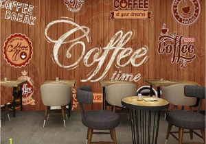 French Cafe Wall Murals Beibehang Custom Wallpaper Murals Wood Shading Retro Coffee Label