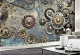 French Cafe Wall Murals Wallpaper Modern Retro Mechanical Gear 3d Wall Murals Ktv Bar