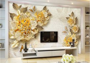 French Country Wallpaper Murals 3d Wallpaper European Style Golden Diamond Flower Jewelry Backdrop