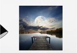 Full Moon Wall Murals Pier Under Moon Wall Mural by Wallmonkeys Peel and Stick