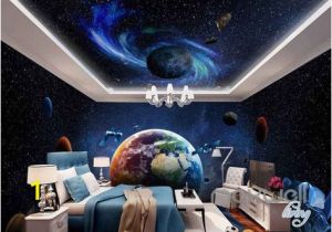 Full Room Wall Murals 3d Earth Planets Satellite Universe Entire Room Wallpaper