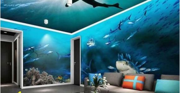 Full Room Wall Murals 3d Sharks Shadow Underwater Entire Room Wallpaper Wall