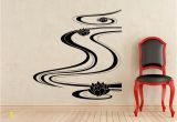 Full Wall Decal Mural Lotus Flower River Wall Decal Yoga Vinyl Sticker Home Interior Art Decoration Mural 155u