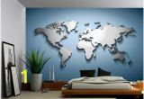 Full Wall Map Mural Details About Peel & Stick Mural Self Adhesive Vinyl Wallpaper 3d Silver Blue World Map