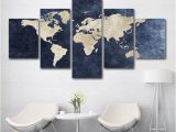 Full Wall Map Mural World Map Framed 5 Piece Canvas Wall Art Painting Wallpaper Poster Picture Print Decor