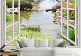 Full Wall Mural Wallpaper Custom Wall Mural Wallpaper Modern Simple 3d Window Garden Small