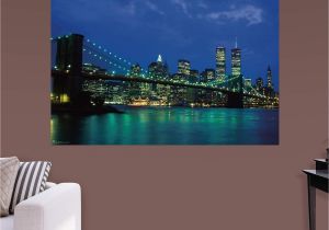 Full Wall Murals New York Fathead New York City Twin towers Nightscape Wall Mural 69