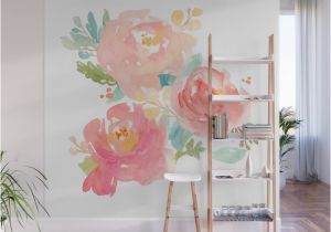 Full Wall Photo Murals Watercolor Peonies Summer Bouquet Wall Mural by Junkydot