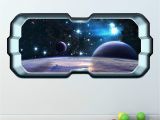 Galaxy Wall Mural Uk Space Planet Window Galaxy Stars Full Colour Wall Art Sticker Decal Boys Bedroom Wsd264