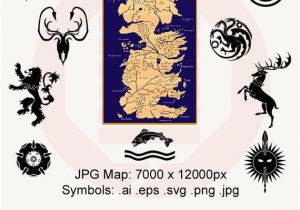 Game Of Thrones Map Wall Mural Game Of Thrones Svg Westeros Map Jpg Printable Wall Art Decal House Symbols Clipart Digital Lannister Jon Snow Daenerys Targaryen