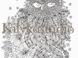 Gel Pen Coloring Pages Feathery Owl & Flowers Adult Coloring Page Instant Digital