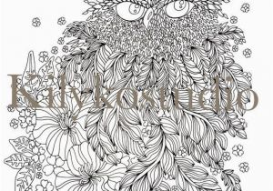 Gel Pen Coloring Pages Feathery Owl & Flowers Adult Coloring Page Instant Digital