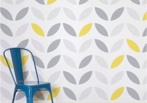 Geometric Wall Murals Uk Yellow and Grey Abstract Flower Pattern Design Square Wall