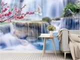 Giant Scenic Wall Mural 3d Wallpaper Mural Beautiful Plum Blossom Waterfall Scenery Living Room Bedroom Beautifully Decorated Wallpaper Hd Wallpaper Hd Wallpaper Hd