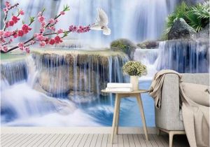 Giant Scenic Wall Mural 3d Wallpaper Mural Beautiful Plum Blossom Waterfall Scenery Living Room Bedroom Beautifully Decorated Wallpaper Hd Wallpaper Hd Wallpaper Hd