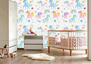 Giant Scenic Wall Mural Funny Unicorn Happy Unicorn Rainbow Colorful Nursery Wallpaper Art Beautiful Decor Gorgeous Design Wall Mural Vinyl Adhesive Vinyl