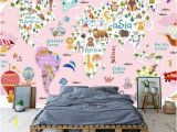 Girl Nursery Wall Murals Girl Kids Wallpaper Kids Pink World Map Wall Mural Nursery Map Wall Decor Girls Boys Bedroom Wall Art Kindergarten Wall Paint Art Baby Room