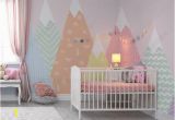 Girl Nursery Wall Murals Hand Painted Geometric Nursery Children Wallpaper Pink