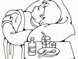 Girl Sleeping In Bed Coloring Page Sick Child