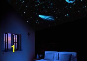 Glow In the Dark Ceiling Murals Night Sky Star Ceiling Moon Et Shooting Stars Glow In