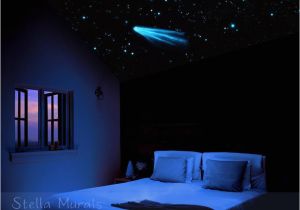 Glow In the Dark Ceiling Murals Night Sky Star Ceiling Moon Et Shooting Stars Glow In