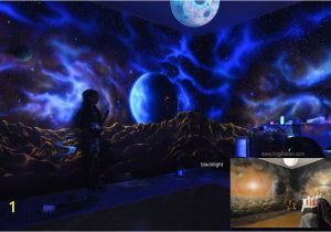 Glow In the Dark Space Wall Mural Artist Uses Glowing Uv Paint to Decorate