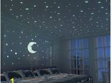 Glow In the Dark Star Murals Glow In the Dark Stars 300 Pcs & Fluorescent Moon 24cm Kid Bedroom Wall Sticker Diy Room Decoration for Boy Girl Baby House Indoor Wall