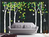 Glow In the Dark Wall Mural forest Fymural 5 Trees Wall Decals forest Mural Paper for Bedroom Kid Baby Nursery Vinyl Removable Diy Decals 103 9×70 9 White Green