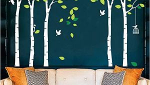 Glow In the Dark Wall Mural forest Fymural 5 Trees Wall Decals forest Mural Paper for Bedroom Kid Baby Nursery Vinyl Removable Diy Decals 103 9×70 9 White Green