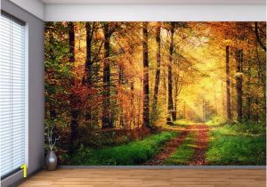 Glow In the Dark Wall Mural forest Sunshine forest Path Wall Mural Self Adhesive Vinyl Wallpaper Peel & Stick Fabric Wall Decal