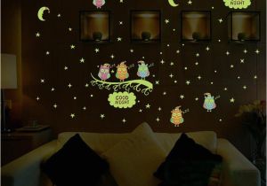 Glow In the Dark Wall Mural Window Us $2 64 Off Luminous Eule Mond Sterne Wand Aufkleber Sterne Leuchten Für Kinder Zimmer Glow In the Dark Wohnkultur Gute Nacht Neonlicht Wandbild