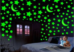 Glow In the Dark Wall Murals for Sale Divi Glowing Radium 3 Moon 96 Star Pvc Wall Stickers Buy