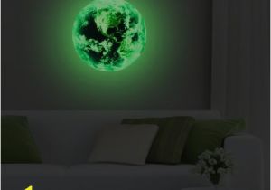 Glowing Murals for Walls Iloky New 3d Wall Stickers for Kids Rooms Green Light Moon