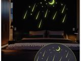 Glowing Murals for Walls wholesale Fluorescent Romantic Meteor Shower Moon Diy Wall Stickers Night Glow In Dark Luminous Stars Kids Room Nursery Mural Decal Removable Wall