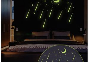 Glowing Murals for Walls wholesale Fluorescent Romantic Meteor Shower Moon Diy Wall Stickers Night Glow In Dark Luminous Stars Kids Room Nursery Mural Decal Removable Wall