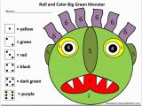 Go Away Big Green Monster Coloring Page Go Away Green Monster Roll and Color Math Activity