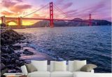 Golden Gate Bridge Wall Mural 3d Wallpaper Romantic Seaside Landscape Sunset Bridge Wall Murals Living Room Restaurant Cafe Creative Background Wall 3 D Best Wallpapers High