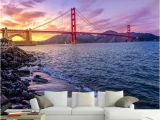 Golden Gate Bridge Wall Mural 3d Wallpaper Romantic Seaside Landscape Sunset Bridge Wall Murals Living Room Restaurant Cafe Creative Background Wall 3 D Best Wallpapers High