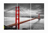 Golden Gate Bridge Wall Mural Sf Golden Gate Bridge 3 Panel Split Canvas Triptych Color