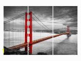 Golden Gate Bridge Wall Mural Sf Golden Gate Bridge 3 Panel Split Canvas Triptych Color