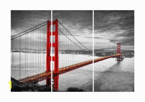Golden Gate Bridge Wall Mural Sf Golden Gate Bridge 3 Panel Split Canvas Triptych Color
