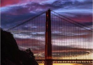 Golden Gate Bridge Wall Mural Sunset at Golden Gate Bridge In San Francisco California