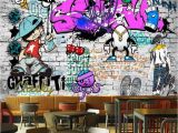 Graffiti Brick Wall Mural Us $30 72 Custom Fashion Mural Trend Street Art Graffiti Decorative Wallpaper Hip Hop Brick Wall Tea Restaurant Background Wallpaper In