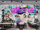 Graffiti Brick Wall Mural Us $8 85 Off Beibehang Custom Wallpaper Fashion Trend Street Art Graffiti Brick Cafe Bar Restaurant Painting Background Wall 3d Wallpaper In