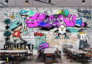 Graffiti Brick Wall Mural Us $8 85 Off Beibehang Custom Wallpaper Fashion Trend Street Art Graffiti Brick Cafe Bar Restaurant Painting Background Wall 3d Wallpaper In