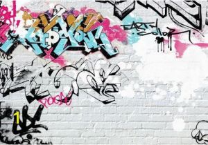 Graffiti Brick Wall Mural White Brick Graffity Wall Mural Wallpaper Wall